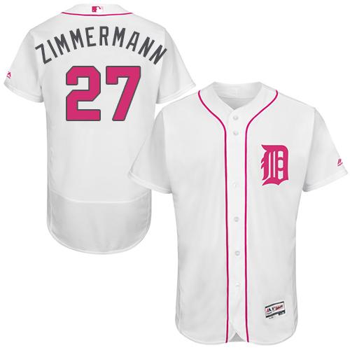 Tigers #27 Jordan Zimmermann White Flexbase Authentic Collection Mother's Day Stitched MLB Jersey